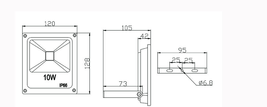 10w cob led flood light size