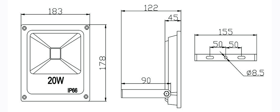 refletor led slim 20w