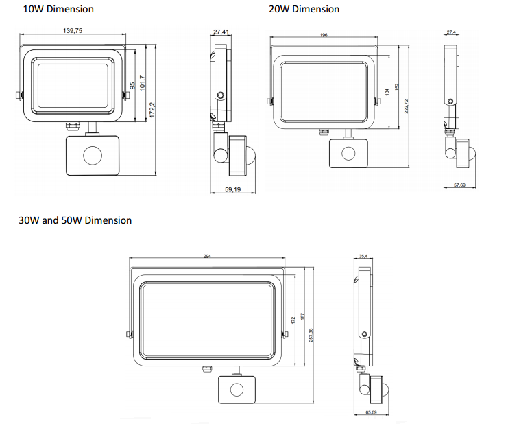 pir sensor led flood light