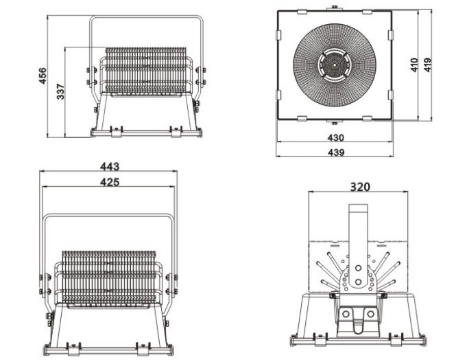 500W ourdoor led flood light size