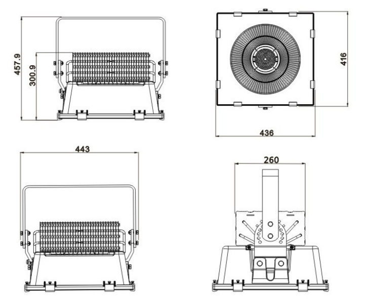 400W led flood lights size