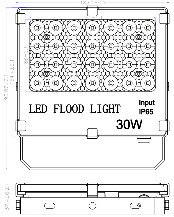 outdoor 30W led flood light size