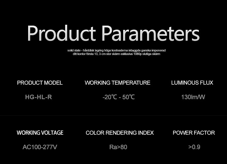 150W ufo led high bay parameter